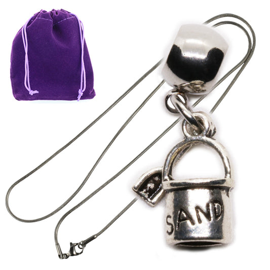 Sand Pail Charm Necklace with Stainless Steel Snake Chain