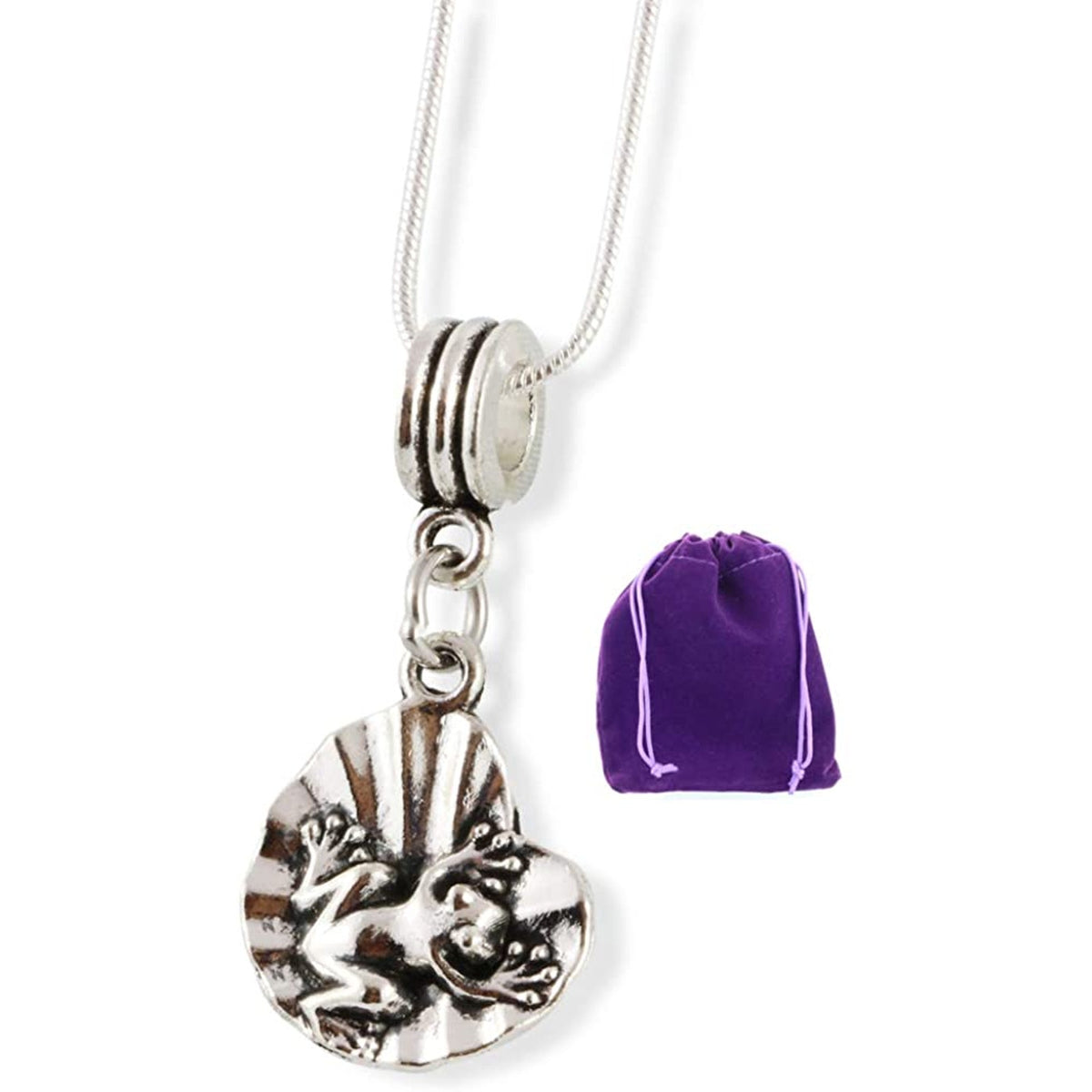 Frog Lily Pad Reptile Toad Amphibian Charm Necklace