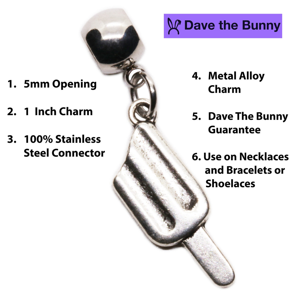 Popsicle Charm Necklace with Stainless Steel Snake Chain