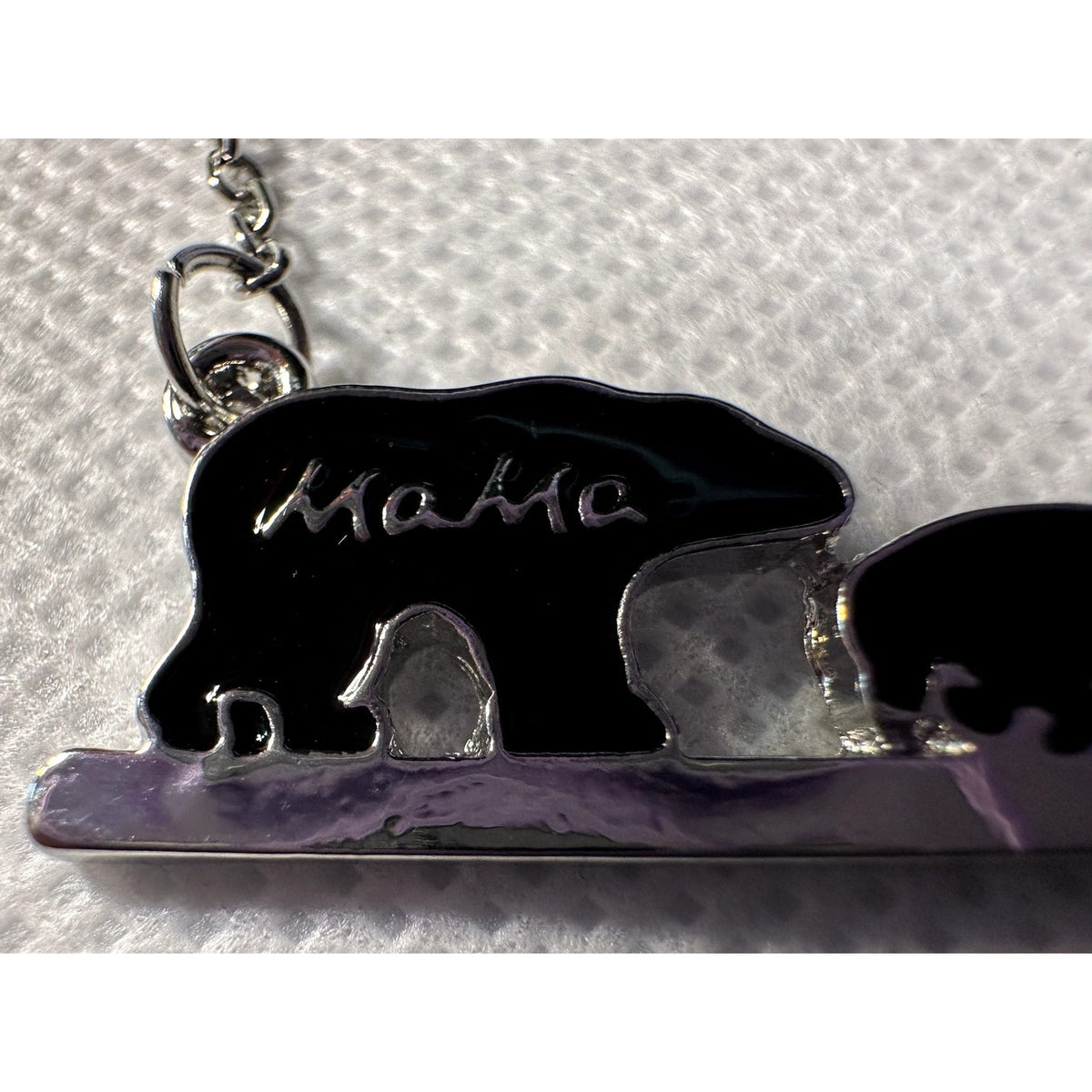 Mama Bear 2 Cubs Charm Necklace with Stainless Steel Snake Chain