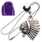 Feathered Headdress Charm Necklace with Stainless Steel Snake Chain