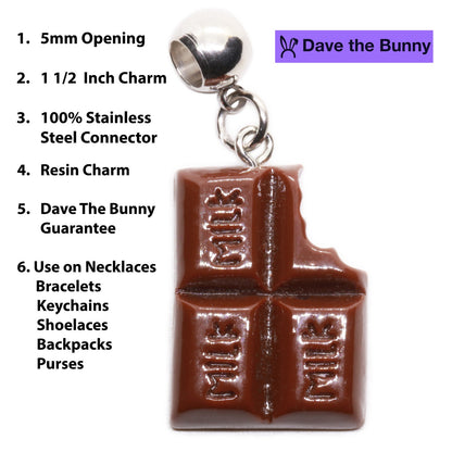 Milk Bar Bite Charm Necklace with Stainless Steel Snake Chain