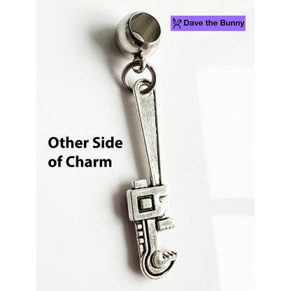 Wrench Pendant - A Pipe Wrench Necklace Plumbing Tools Inspired Stainless Steel Snake Chain with Metal Alloy Charm - Plumber Wrench Shaped Plumber Necklace