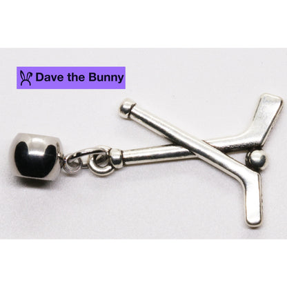 Hockey Stick Charm Necklace with Stainless Steel Snake Chain