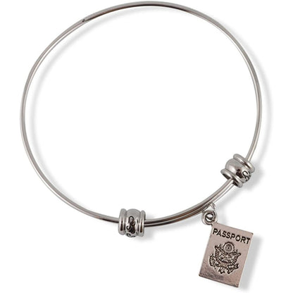 Passport Travel Tourism Charm Bangle Bracelet