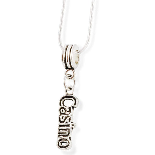 Casino Charm Necklace with Stainless Steel Snake Chain