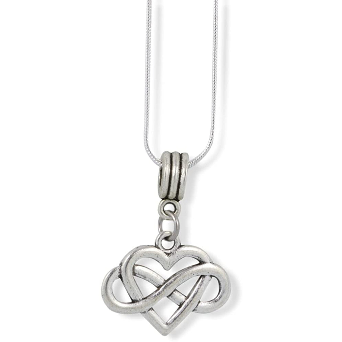 Heart Infinity Charm Necklace with Stainless Steel Snake Chain