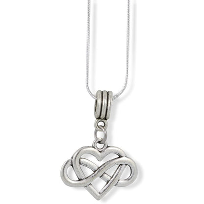 Heart Infinity Charm Necklace with Stainless Steel Snake Chain