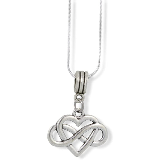 Heart Infinity Charm Necklace with Stainless Steel Snake Chain
