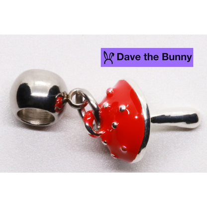 Red Mushroom Charm Necklace with Stainless Steel Snake Chain
