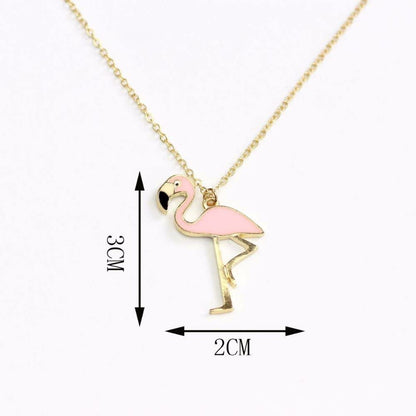 Flamingo Bird Pink Black Yellow Beak Charm Necklace
