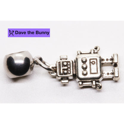 Robot Charm with Stainless Steel Connector