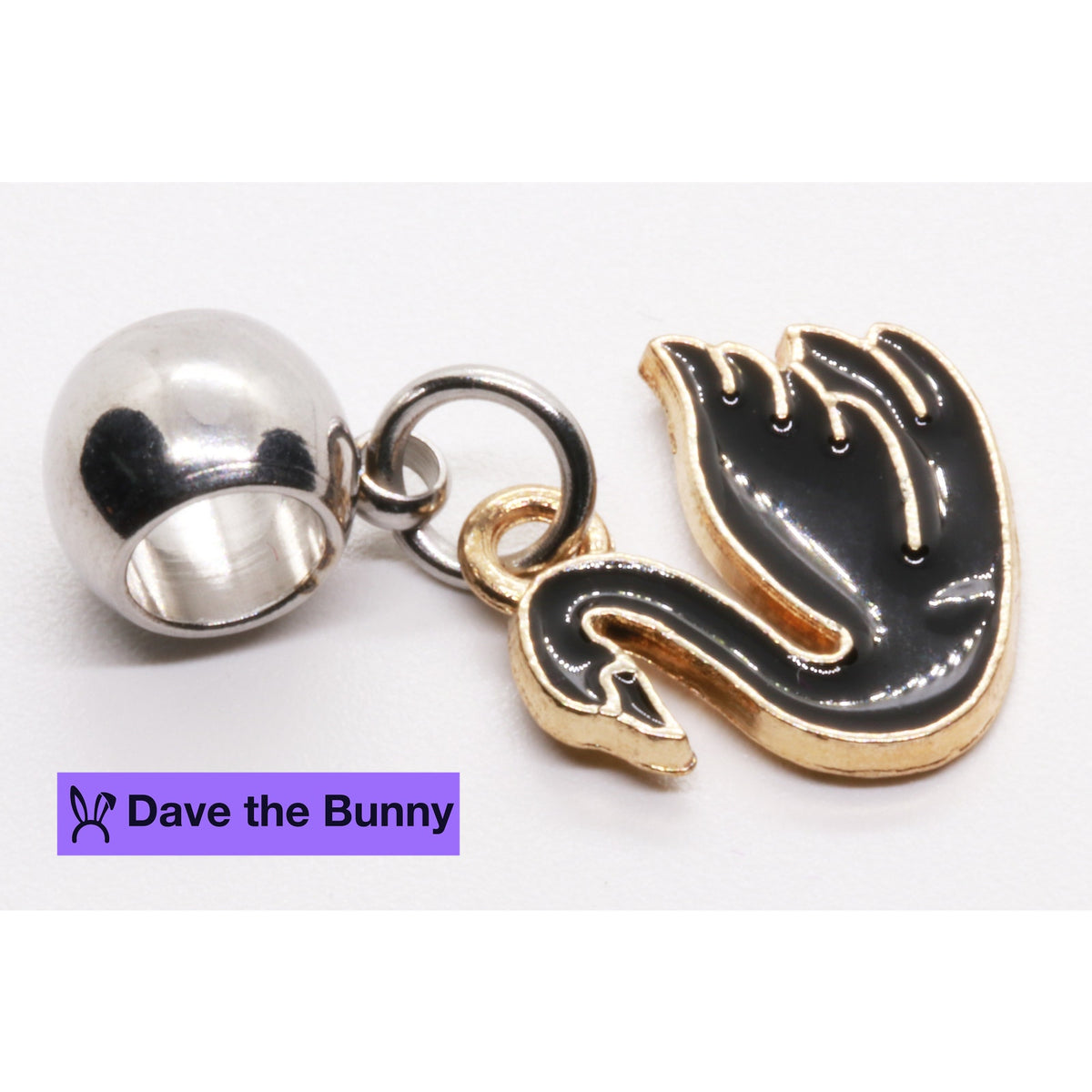 Black Swan Charm Necklace with Stainless Steel Snake Chain