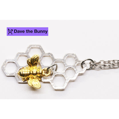 Bee Gifts for Women - Elegant Bee Necklace Featuring Bee on Honeycomb Design - Perfect Bee Gifts for Nature Lovers, Birthday, Anniversary, or Special Occasion Jewelry