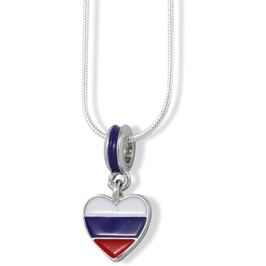 Russia Flag Russian Charm Necklace with Stainless Steel Snake Chain