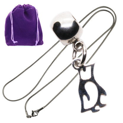 Penguin Charm Necklace with Stainless Steel Snake Chain