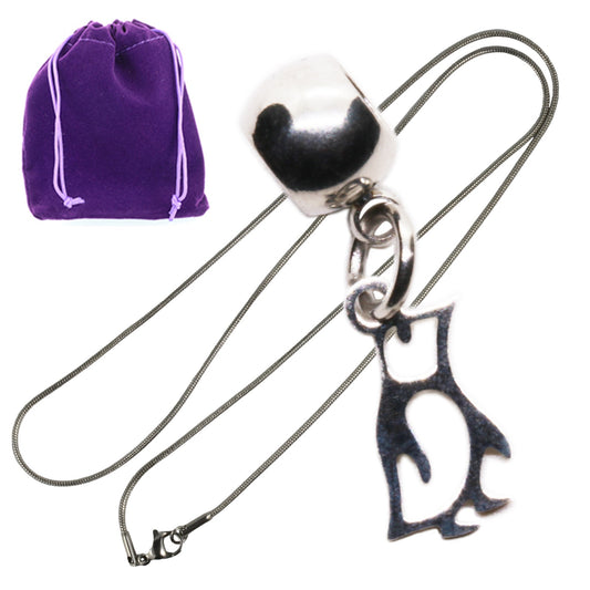 Penguin Charm Necklace with Stainless Steel Snake Chain