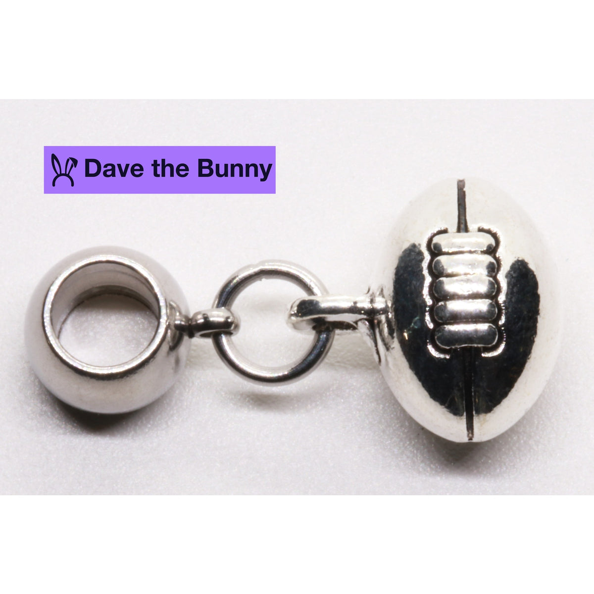 Football Charm with Stainless Steel Connector