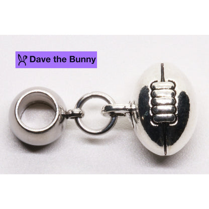 Football Charm with Stainless Steel Connector