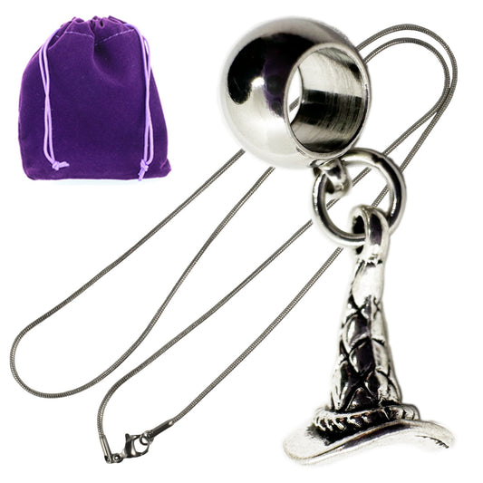 Wizard Hat Charm Necklace with Stainless Steel Snake Chain