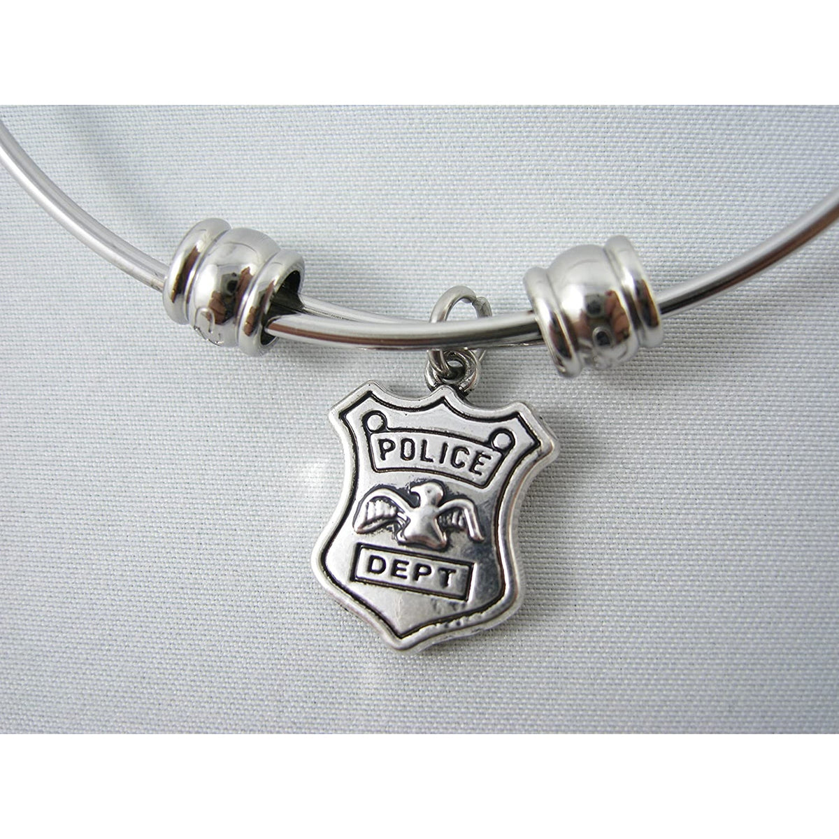 Police Dept Officer Detective Constable Badge Charm Bangle Bracelet