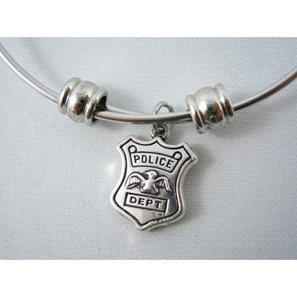 Police Dept Officer Detective Constable Badge Charm Bangle Bracelet