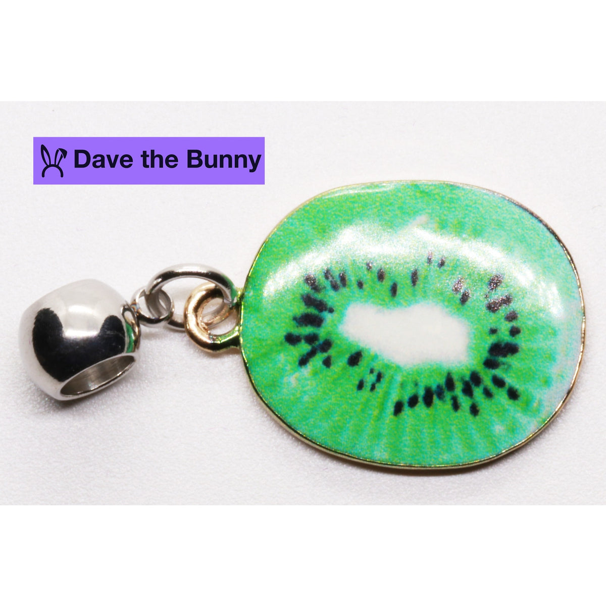 Kiwi Slice Charm Necklace with Stainless Steel Snake Chain