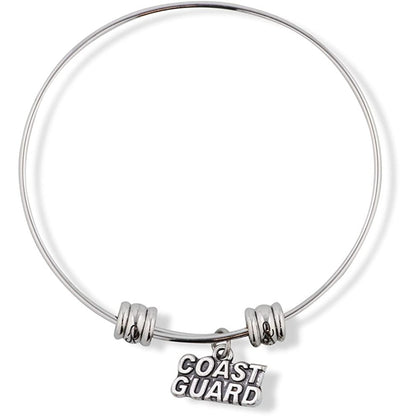 Coast Guard Text Charm Bangle Bracelet