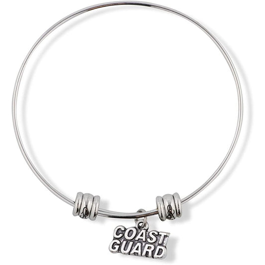 Coast Guard Text Charm Bangle Bracelet