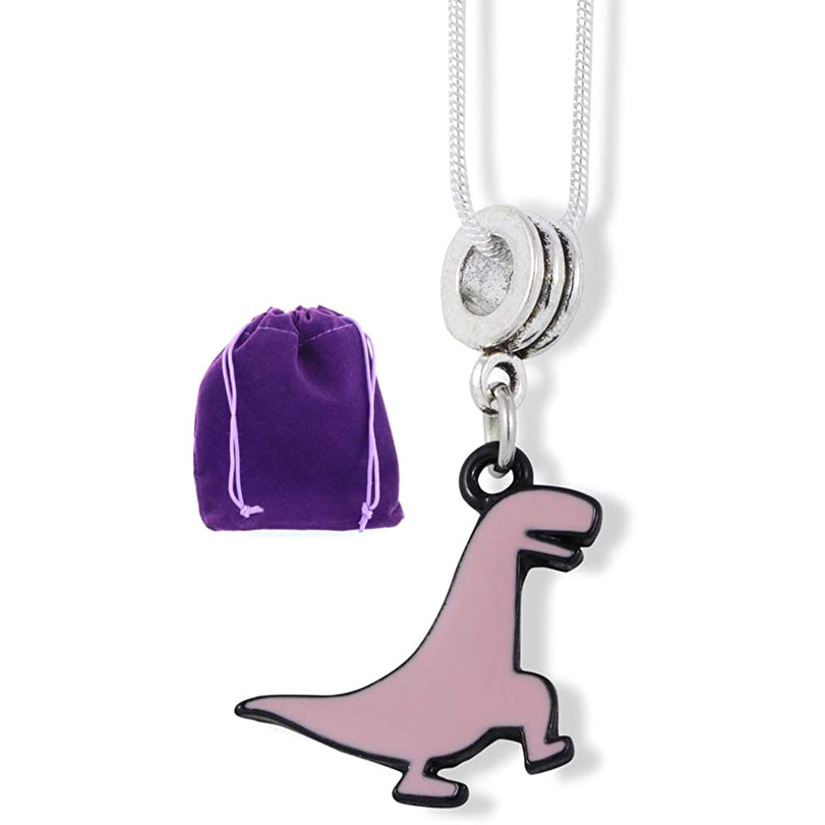 Tyrannosaurus Rex TRex Charm Necklace with Stainless Steel Snake Chain