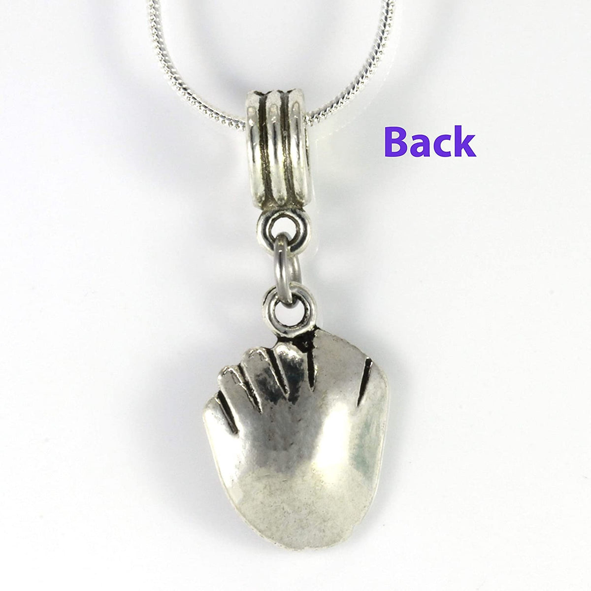 Baseball Charm Necklace with Stainless Steel Snake Chain