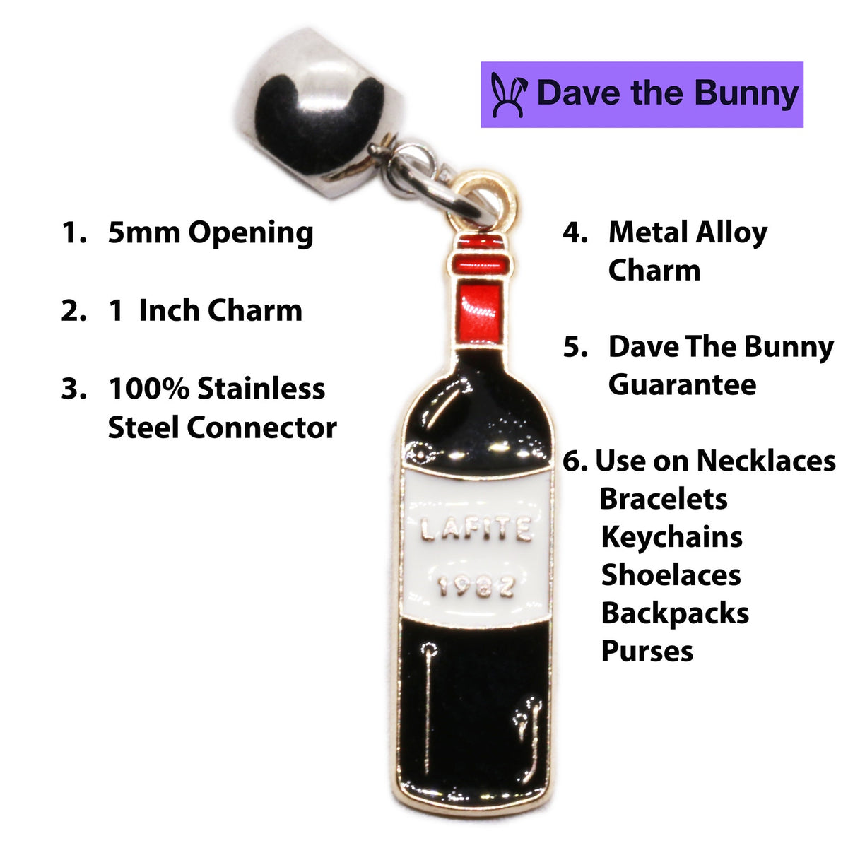 Red Wine Bottle Charm Necklace with Stainless Steel Snake Chain