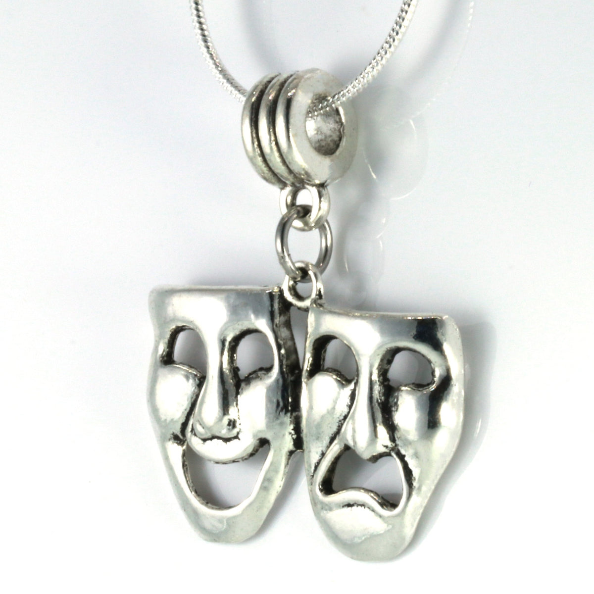 Drama Mask Charm Necklace with Stainless Steel Snake Chain