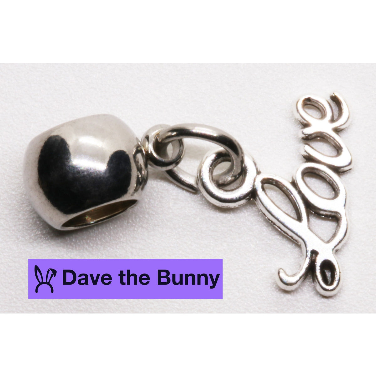 Love Charm Necklace with Stainless Steel Snake Chain