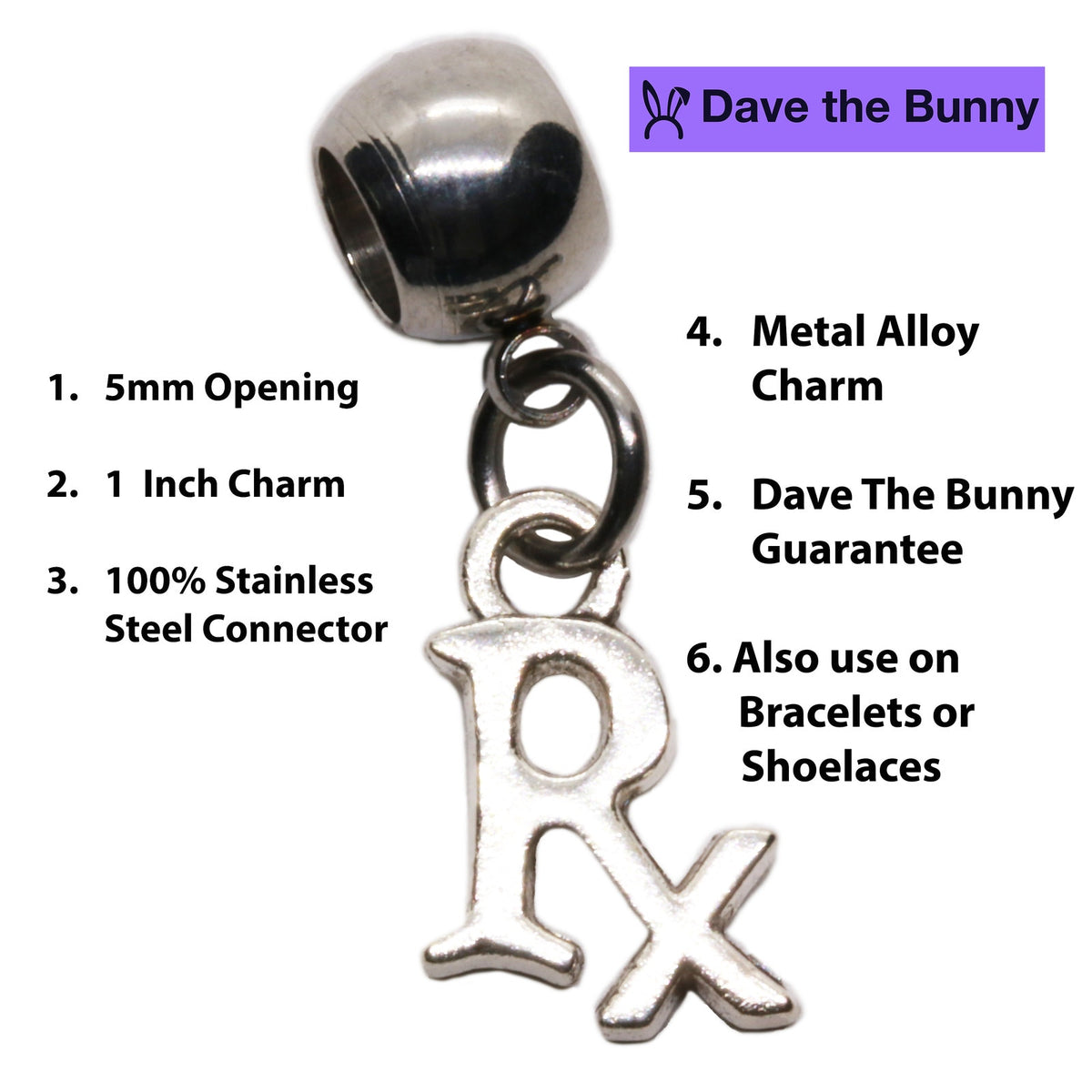 Rx Charm with Stainless Steel Connector