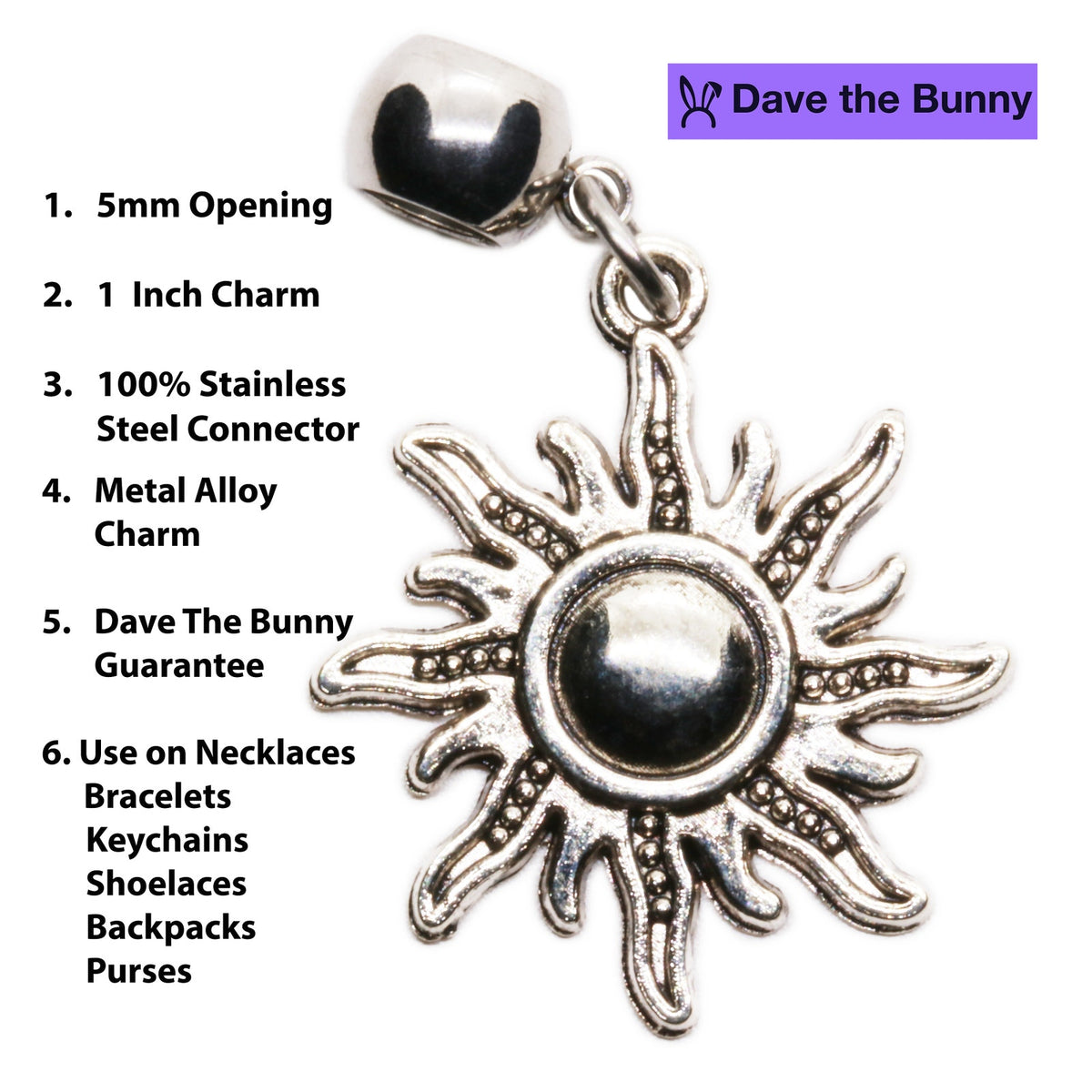Sunshine Sun Charm Necklace with Stainless Steel Snake Chain
