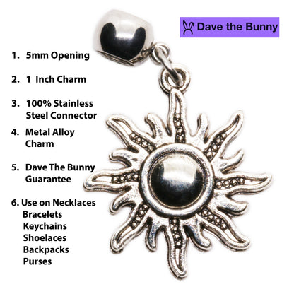Sunshine Sun Charm Necklace with Stainless Steel Snake Chain