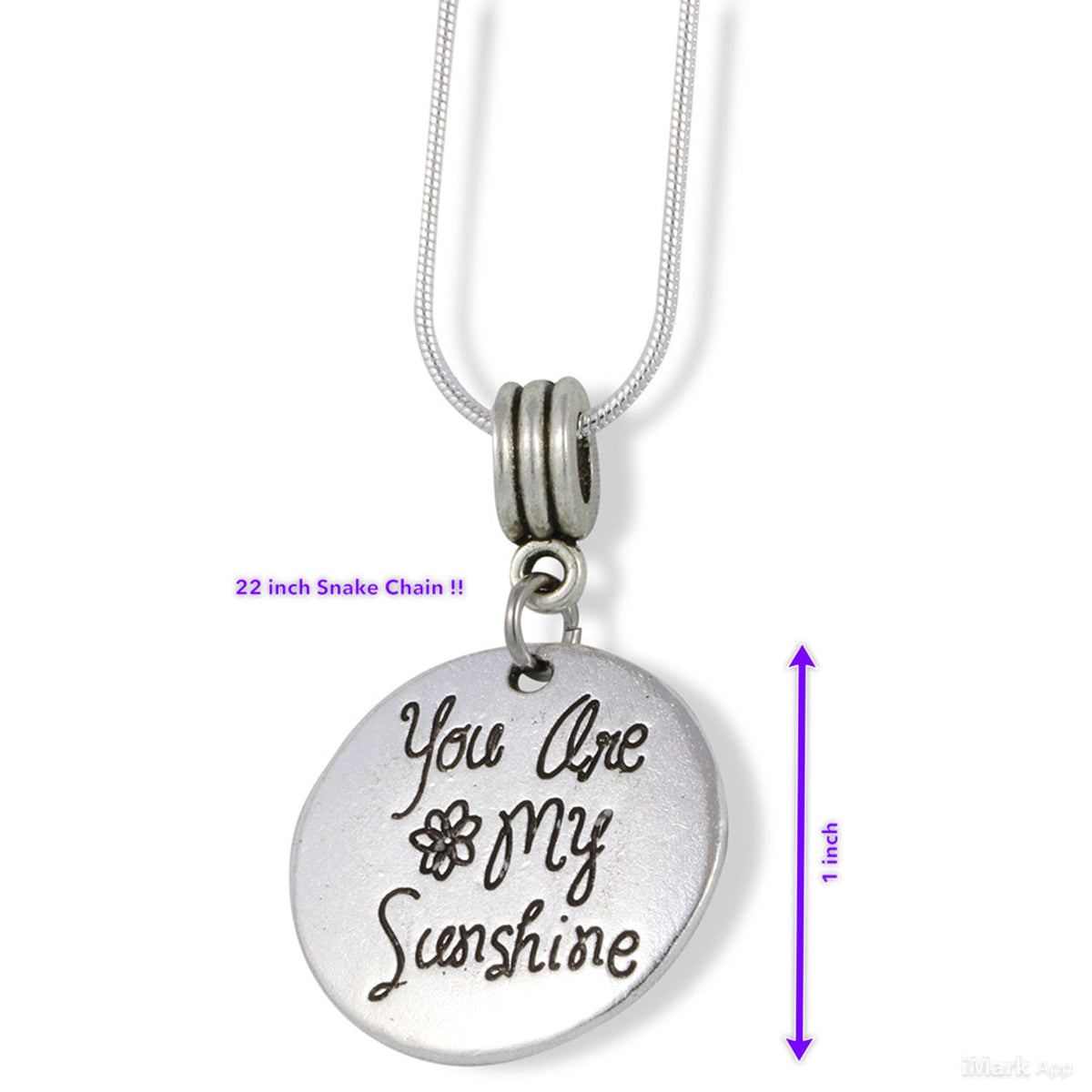 You Are My Sunshine Charm Necklace with Stainless Steel Snake Chain