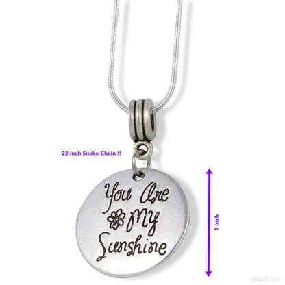 You Are My Sunshine Charm Necklace with Stainless Steel Snake Chain