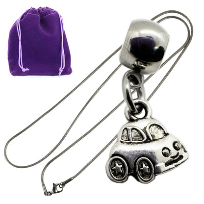 Car Charm Necklace with Stainless Steel Snake Chain