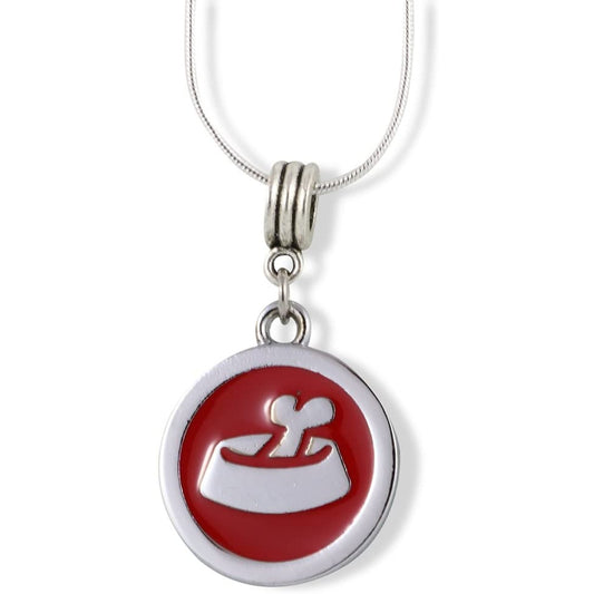 Dog Bowl Bone Charm Necklace with Stainless Steel Snake Chain