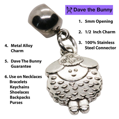 Sheep Charm Necklace with Stainless Steel Snake Chain