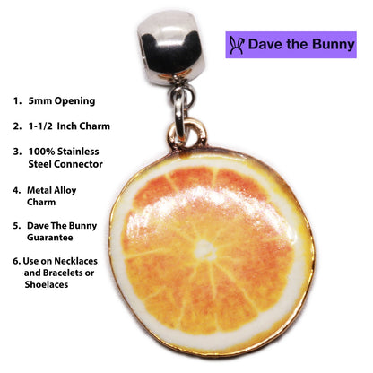 Orange Slice Charm Necklace with Stainless Steel Snake Chain