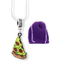 Pizza Piece Enamel Charm Necklace with Stainless Steel Snake Chain