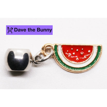 Watermelon Slice Charm Necklace with Stainless Steel Snake Chain