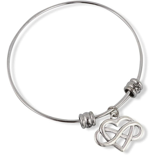 Infinity Heart Charm Bangle Bracelet