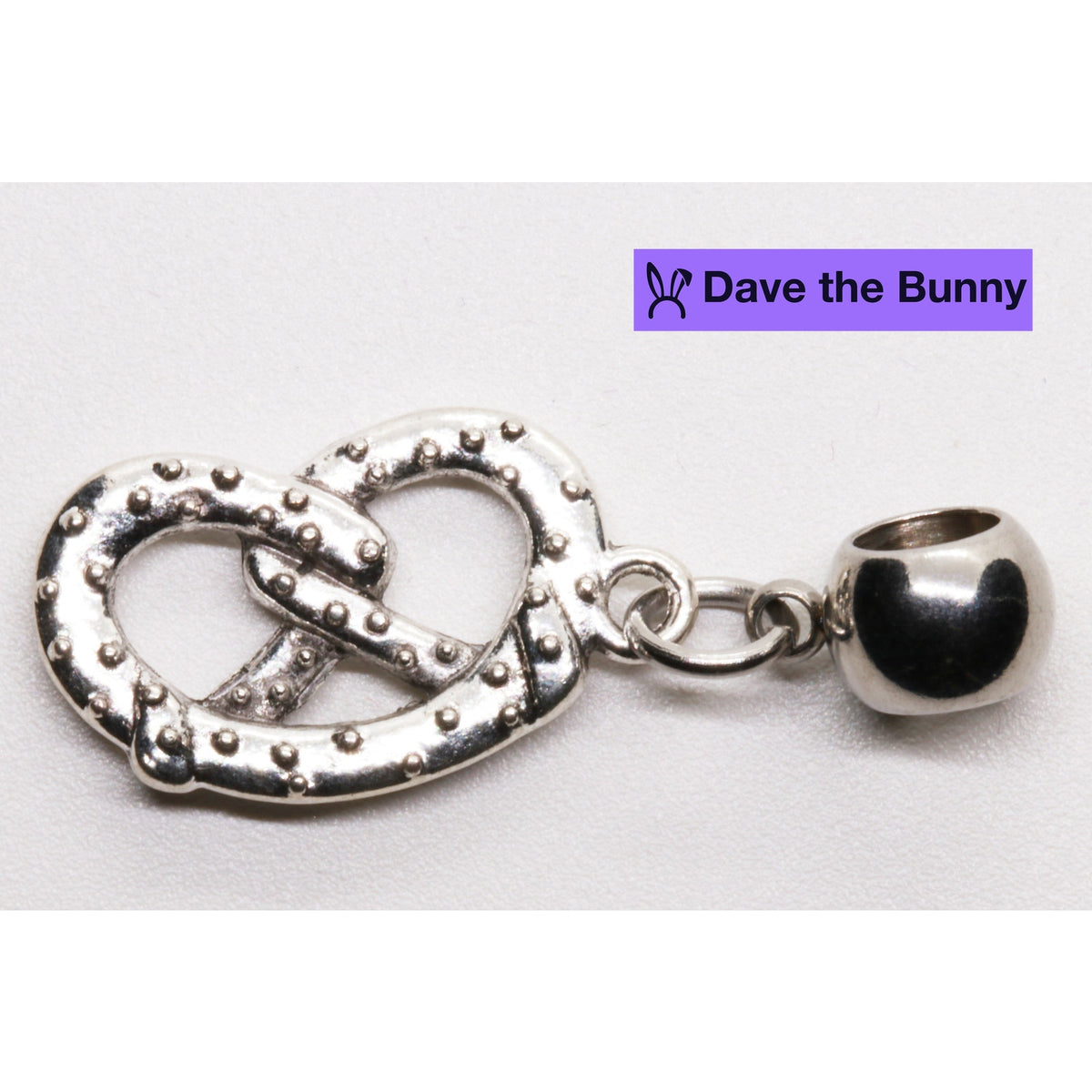 Pretzel Charm with Stainless Steel Connector