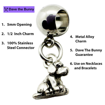 Dog Charm Necklace with Stainless Steel Snake Chain
