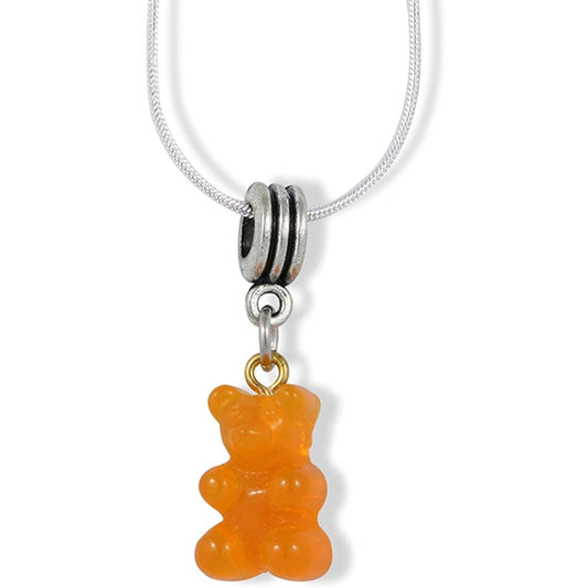 Gummy Bear Orange Charm Necklace with Stainless Steel Snake Chain
