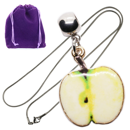 Apple Charm Necklace with Stainless Steel Snake Chain